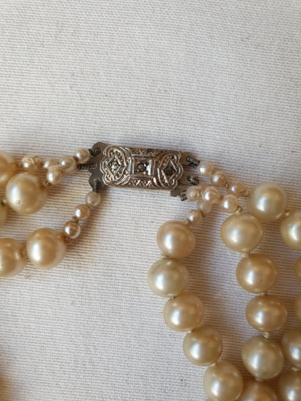 Producto - Collar de Perlas Satin Enfiladas Tres Vueltas Broche Plata - 6