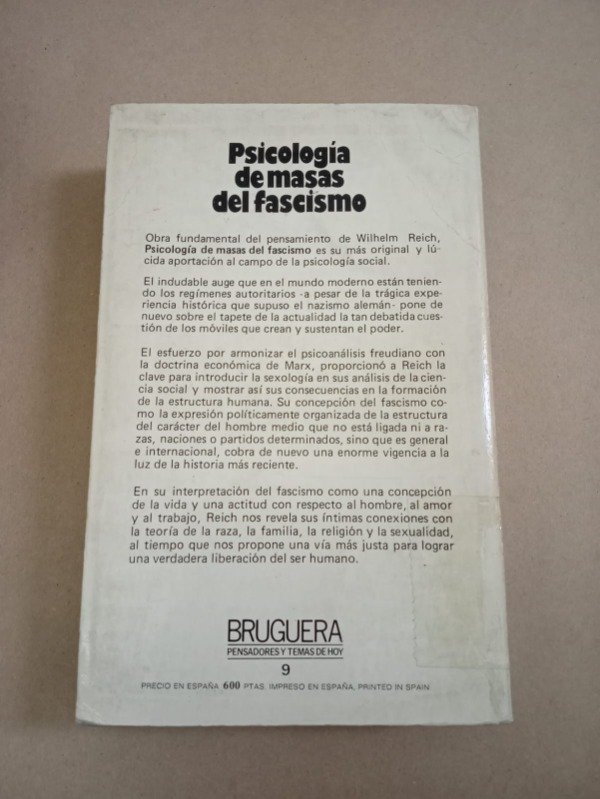 Producto - Psicología de masas de fascismo - Wilhelm Reich - Bruguera 1980 - 1