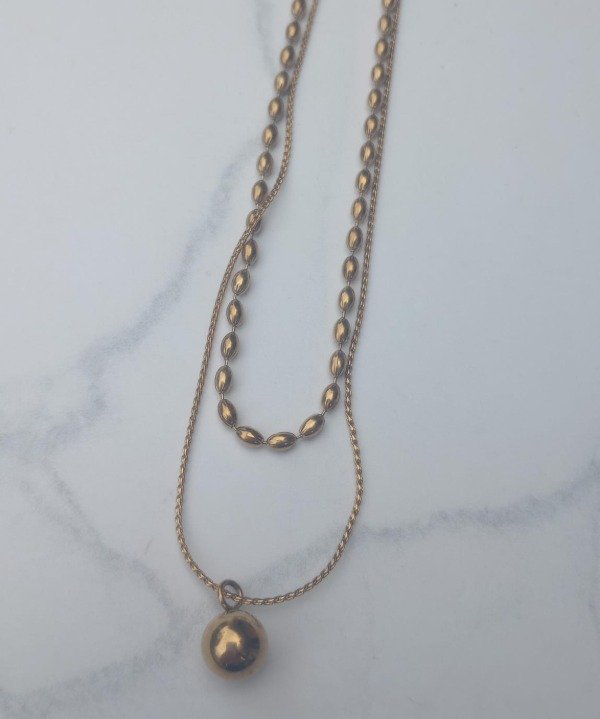 Producto - Collar Doble Dorado con Bolita - 1