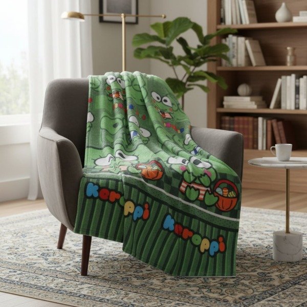 Producto - Manta de Plush 1 1/2 Pl "SAPITO KEROPPI" Reverso Corderito