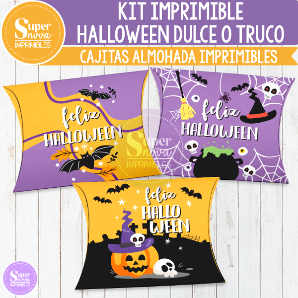 Producto - KIT IMPRIMIBLE HALLOWEEN DULCE O TRUCO CAJITAS ALMOHADA