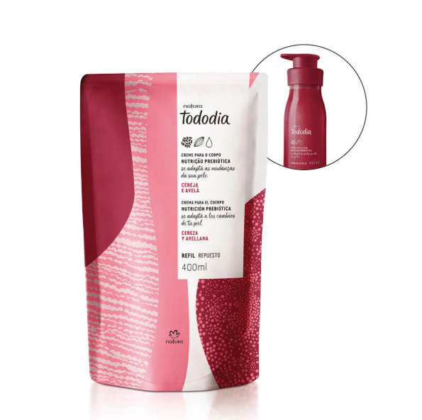 Producto - Crema nutritiva Tododia cereza y avellana Repuesto - 400 ml - Tododia