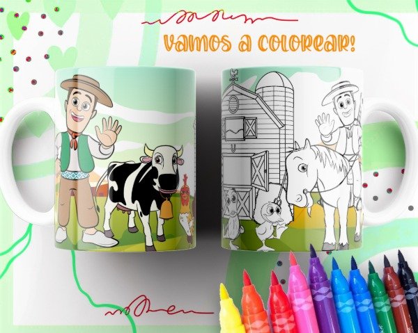 Producto - Plantilla Tazas Colorear Día del Niño Infantiles Diseños sublimar #T755 - 1