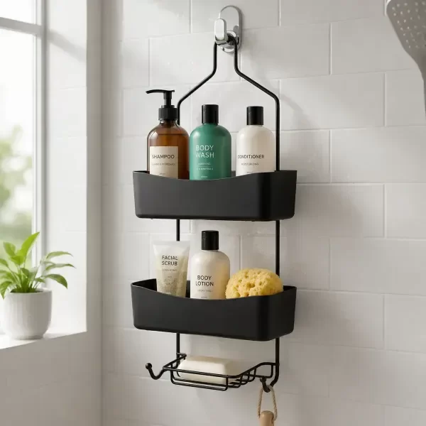 Producto - Organizador De Baño Colgante Ducha Estante Jabonera Shampoo