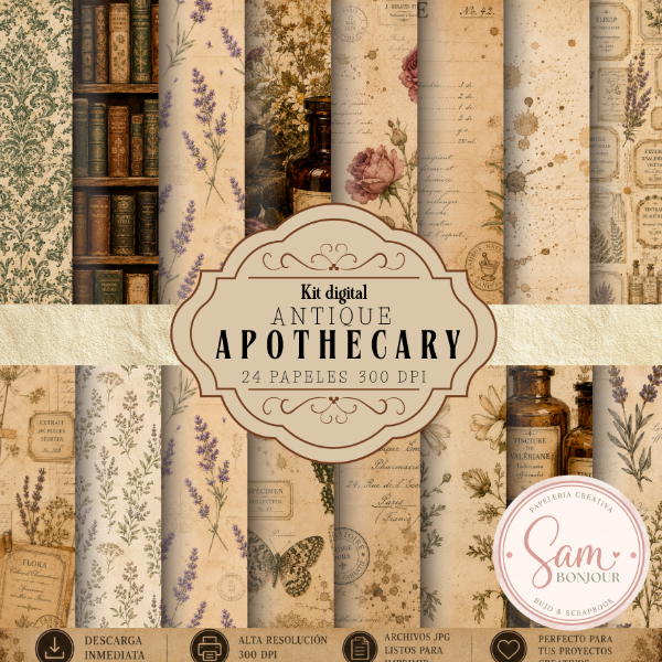Producto - Archivo digital: Papeles Antique Apothecary - 0