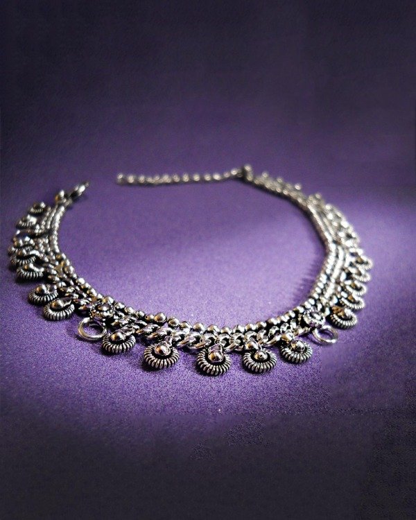 Producto - T 3717 - Tobillera - Importada de India - Cadenas colgantes y rosetas