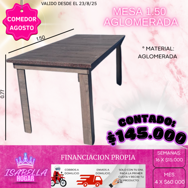 Producto - MESA 1.50 AGLOMERADA