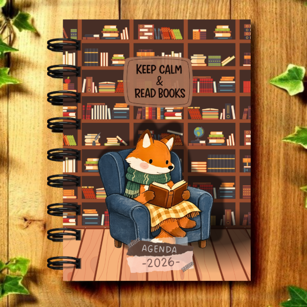 Producto - Agenda Pocket a6 - 2026 Diaria Perpetua - Ilustrada - "Zorrito Lector"