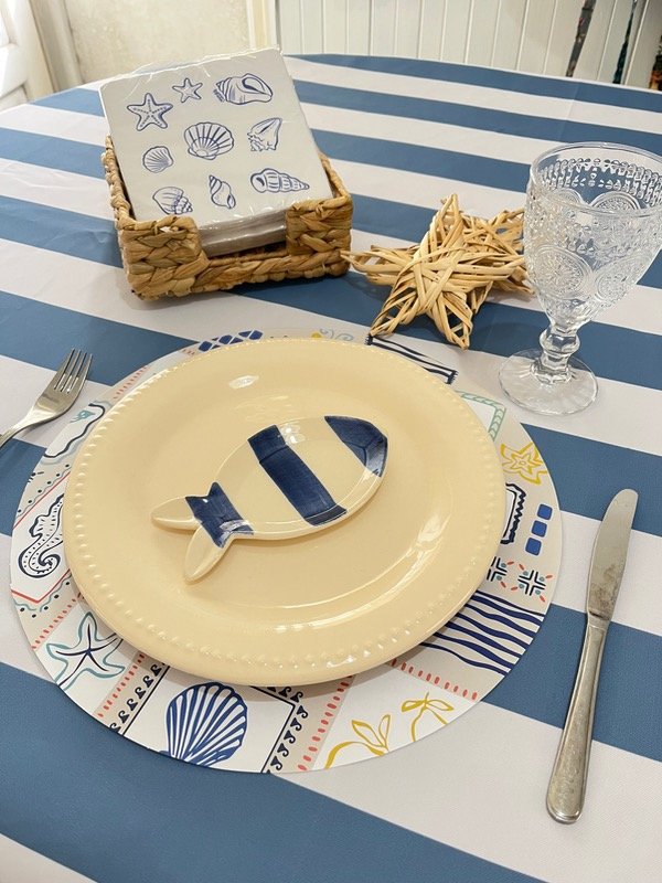Producto - Mantel Rayas azul aero