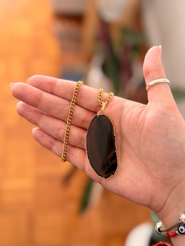 Producto - Collar Amor - Agata marrón con cadena AD 4