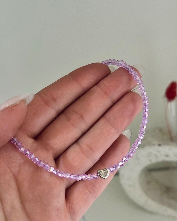 Producto - Collar piedras lilas y corazon
