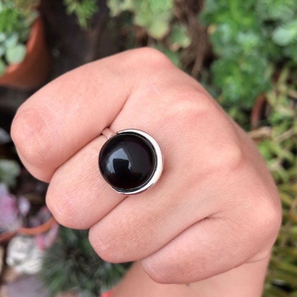 Producto - Anillo Piedra Negra Redonda