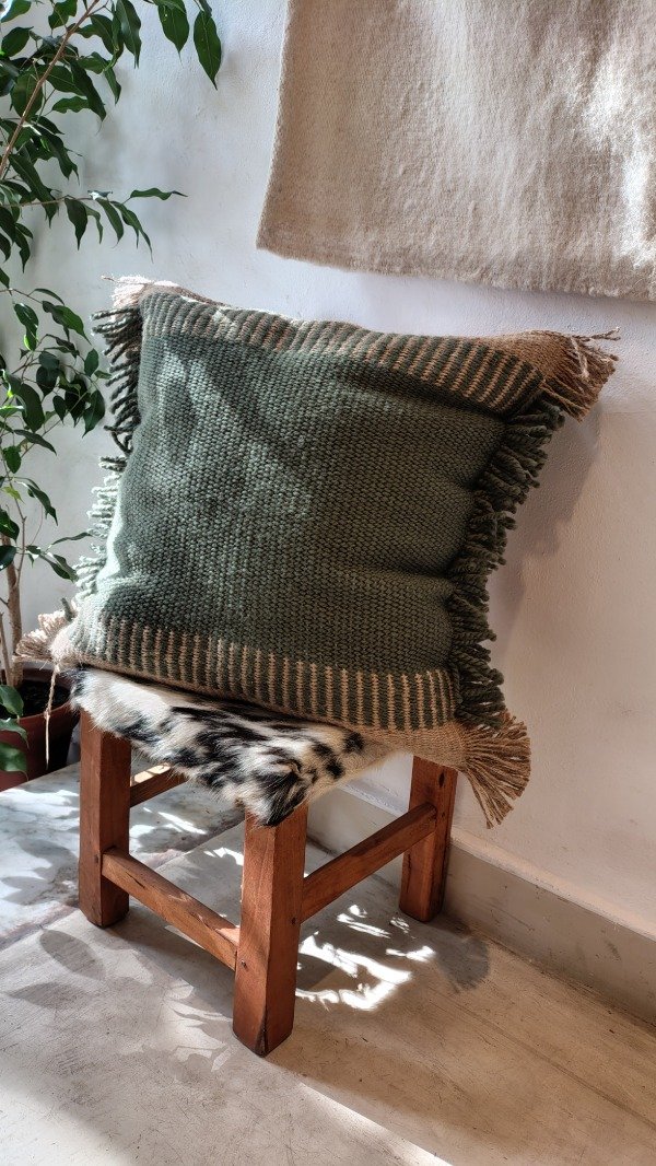 Producto - Almohadón Lana y Yute Verde