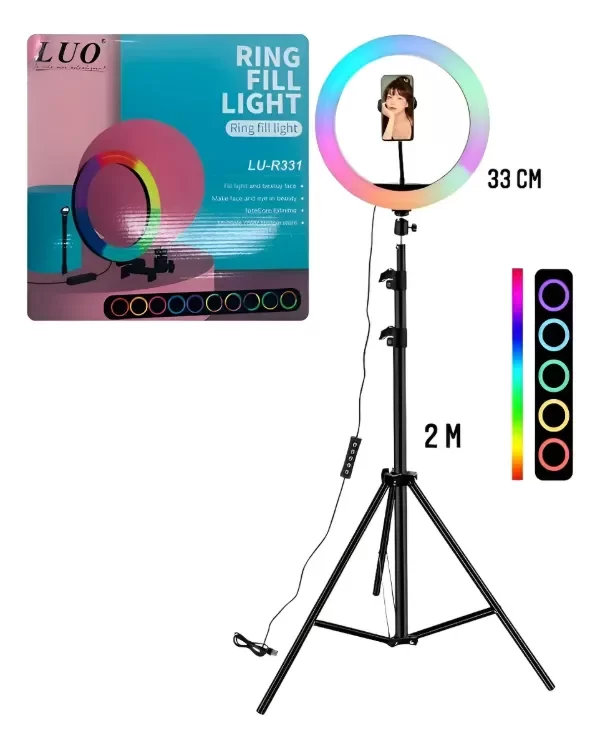 Producto - Aro De Luz Rgb Led 33 Cm Con Tripode 2mts