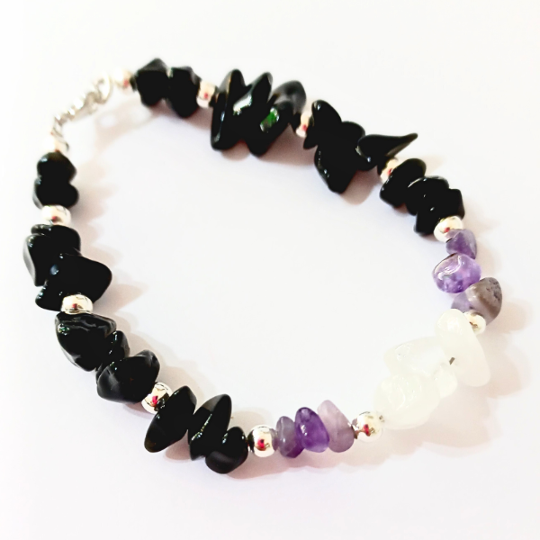 Producto - Pulsera de Obsidiana-Amatista y Cuarzo Blanco