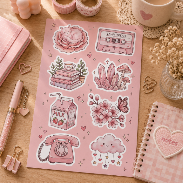 Producto - Plancha de stickers Rosas