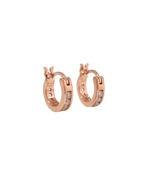 Producto - Aros Argollitas Plata 925 Rose con cubic