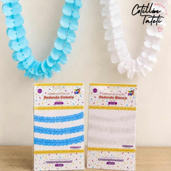 Producto - GUIRNALDA REDONDA CELESTE / BLANCA