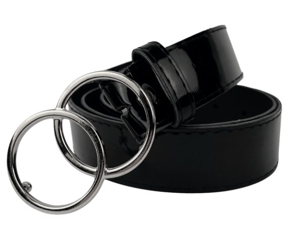 Producto - 105CM Cinto Doble Circulo Charol Negro
