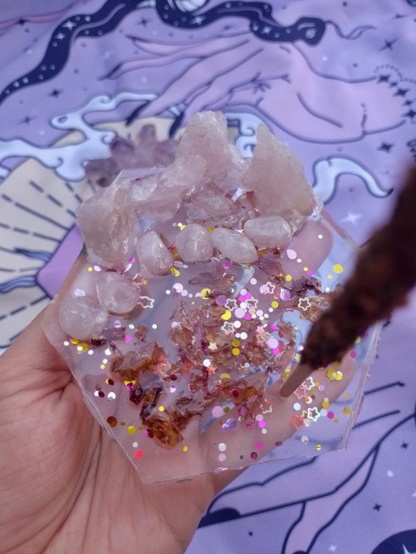 Producto - Altar portasahumerios de cuarzo rosa