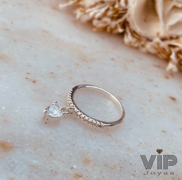 Producto - Anillo Dije Corazón Cubic Blanco Acero Blanco