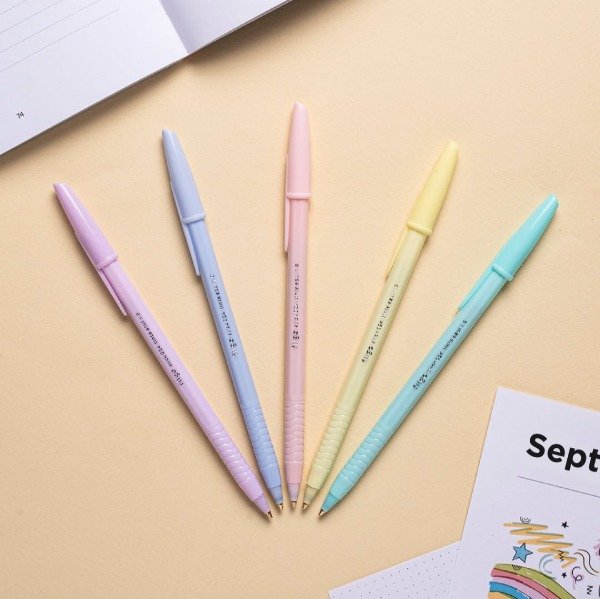Producto - Combo x5 Bolígrafos 024 Stick Cuerpo Pastel "Tinta Azul" - Filgo