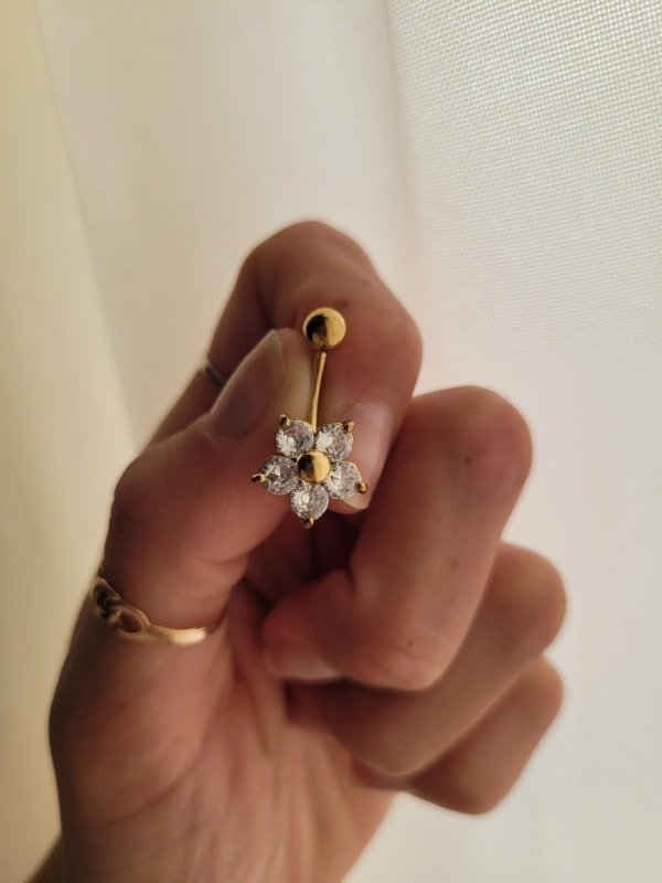 Producto - Piercing ombligo florcita strass Blanca AD