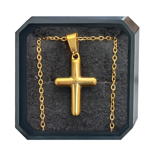 Producto - PROMO Dije Cruz "BELÉN" Con Cadena De Acero En Estuche (PACK X2 UNIDADES)