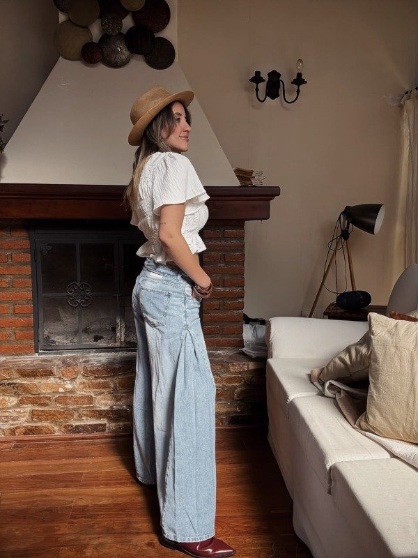 Producto - jean emma doble boton celeste