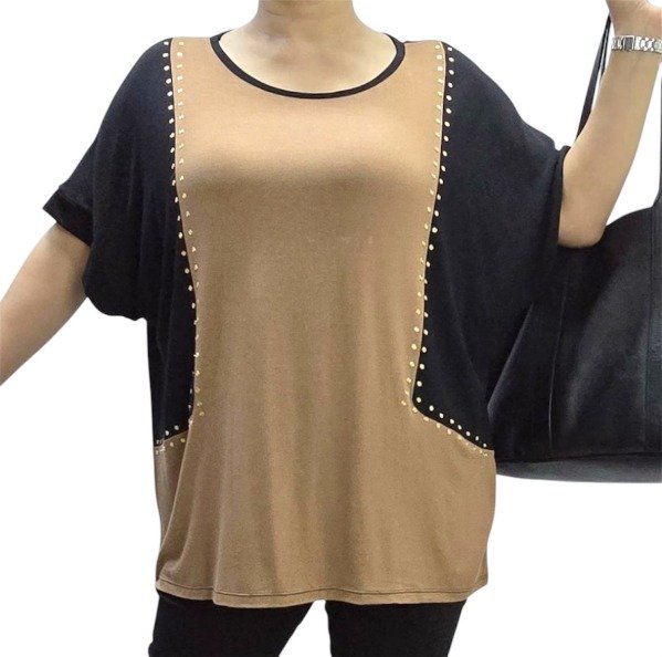 Producto - Remeron Reductor con Tachitas Amplio Oversize 33.900 Transf - Camel -Negro