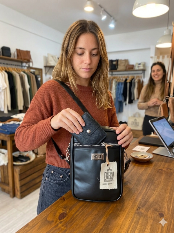 Producto - Bandolera Camila porta celular negro