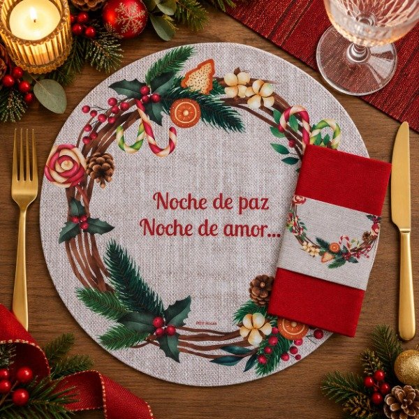 Producto - Set Platos De Sitio Papel + Porta Servilletas X 24 Unid. Navidad - 10
