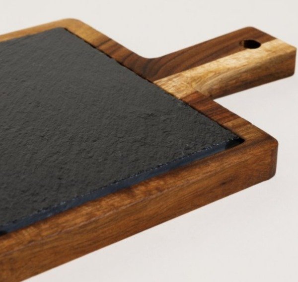Producto - TABLA CUADRADA DE ACACIA Y LAJA ARDESIA 25X17,5 CM - 2