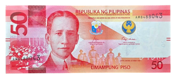 Producto - Filipinas 50 Piso (2023) Mapa - lago Taal - jurel gigante TBB#1090 Unc - 0