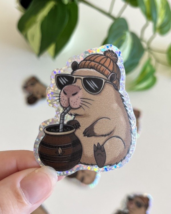 Producto - Sticker Glitter UV - Capibara Mate