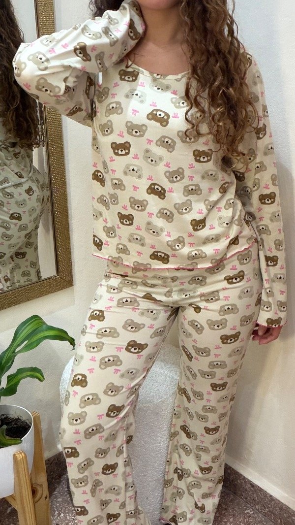 Producto - PIJAMA OSITOS CREMITA MODAL SOFT