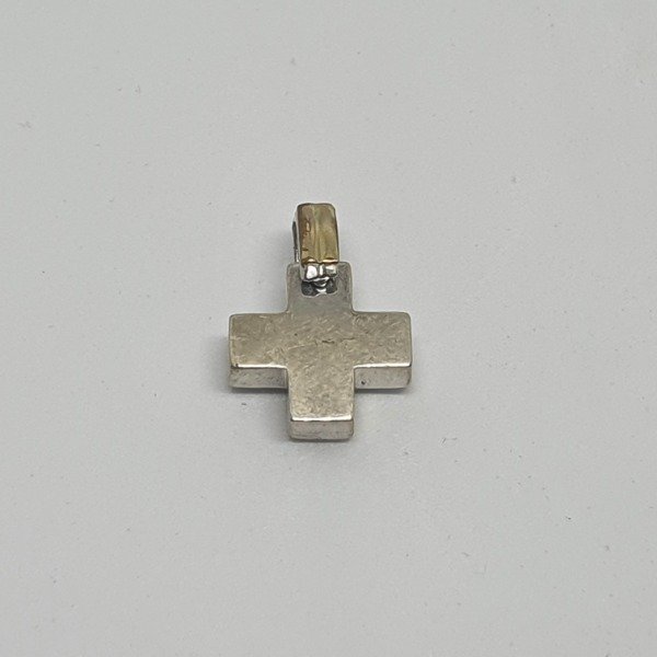 Producto - Dije Cruz Plata y Oro Chico AM372 15mm