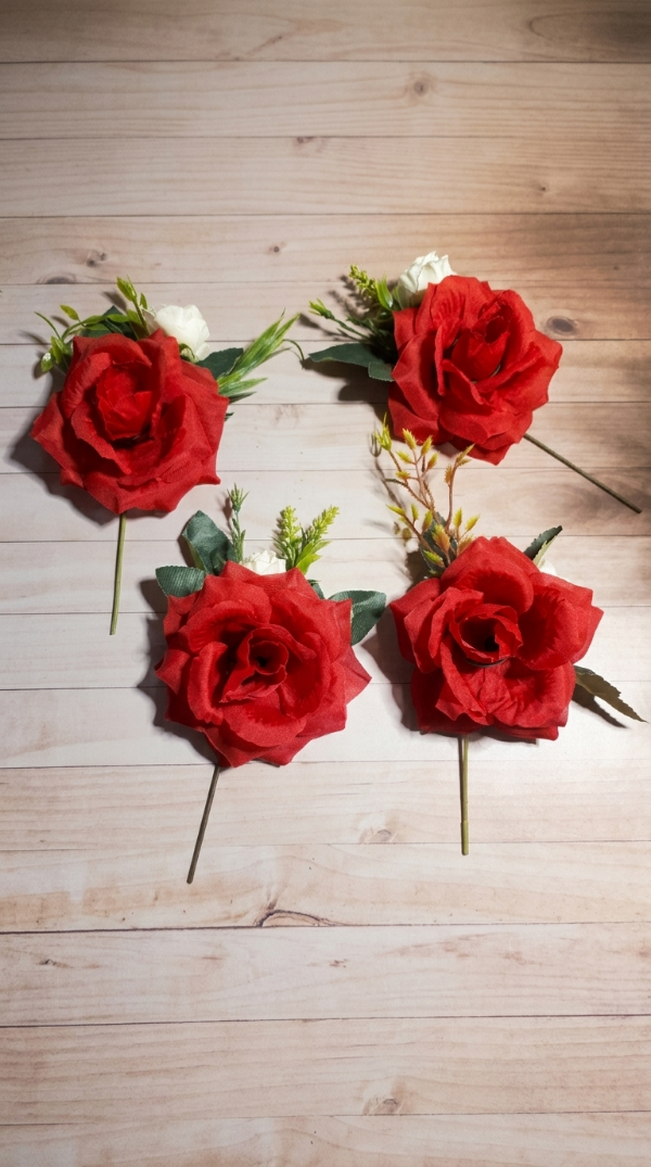 Producto - PACK X 10 Tocados Rosa Roja 10 cm - 0