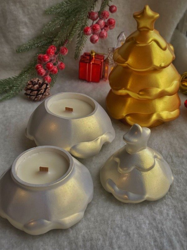 Producto - Molde de silicona navidad arbolito porta vela 3 piezas - 0