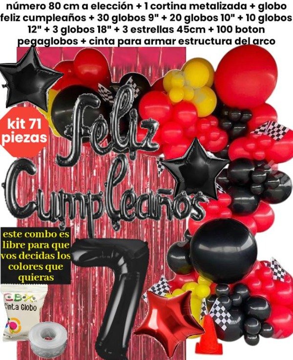 Producto - Kit 71 piezas globos negros amarillo rojo