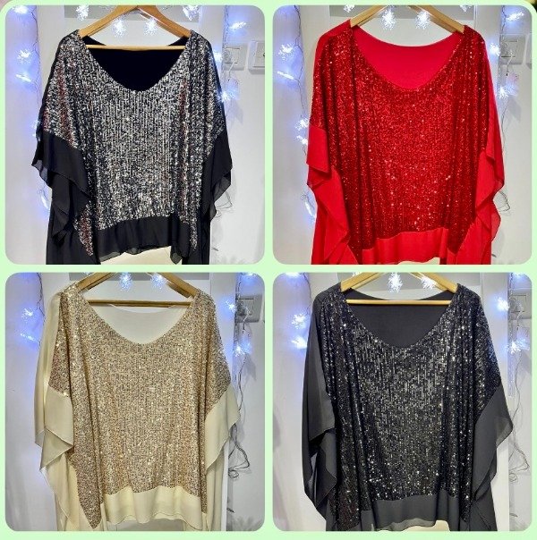 Producto - Blusa Premium Gasa Lentejuelas Amplia Universal - Elegir Color