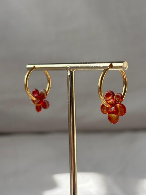 Producto - Aros Flor Red en Vidrio Murano