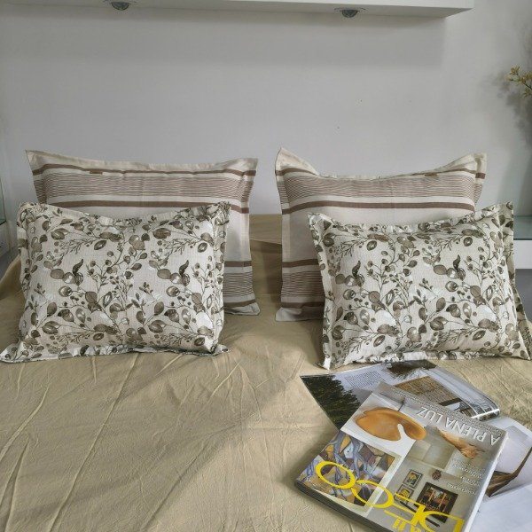 Producto - Combo x4 Almohadones - 50x60 Crudo con Tonos Beige + 40x50 Flores - Tela Tusor - 0