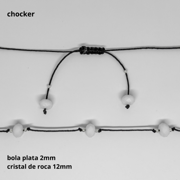 Producto - CHO #FP - Chocker de hilo, cristal de roca 12mm (DÓLAR)