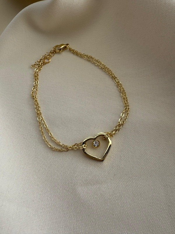 Producto - Pulsera corazon y punto de luz - Acero dorado