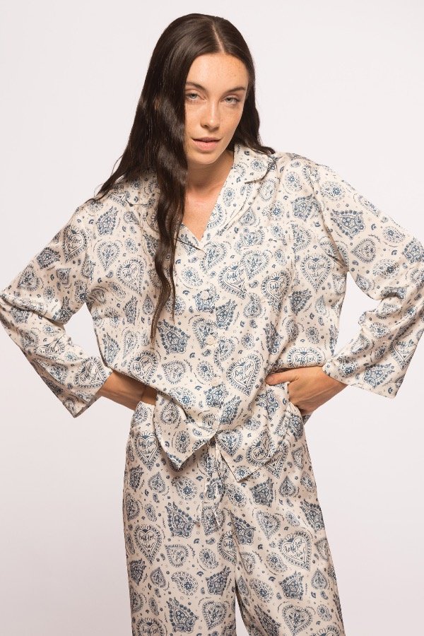 Producto - Pijama largo satén Petra boho azul