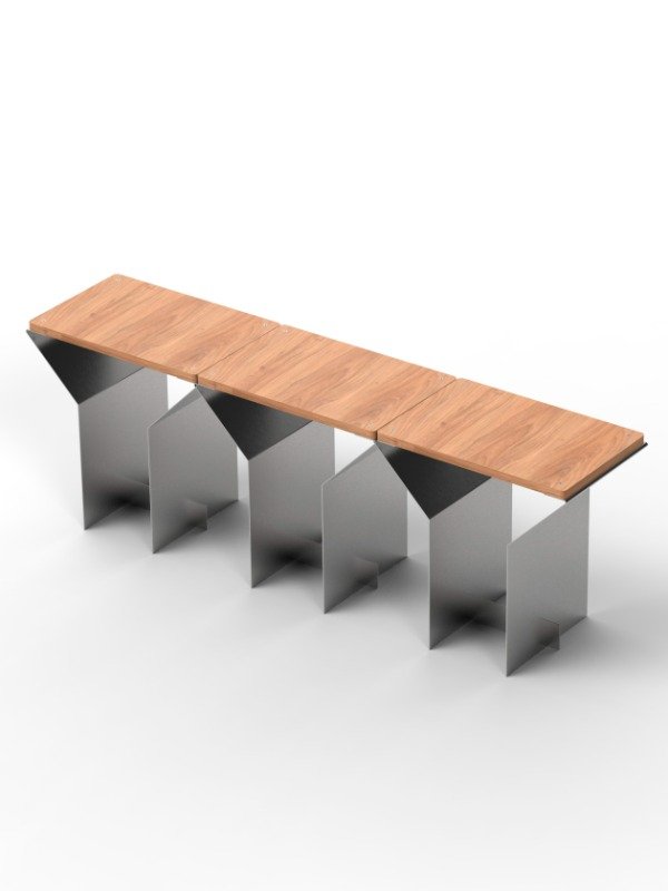 Producto - Banco T - Banco de acero inoxidable y madera para cafés, locales y hogares - 10