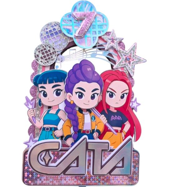 Producto - Cake topper shaker Guerreras K-POP Demon Hunters