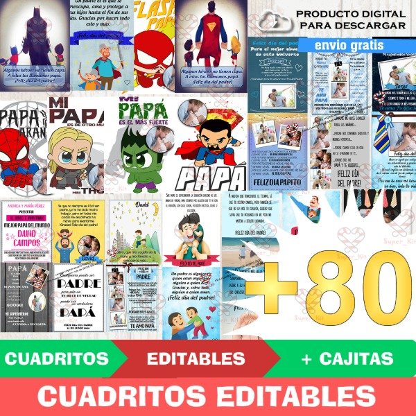 Producto - Kit Imprimible Dia Del Padre Cuadritos Editables
