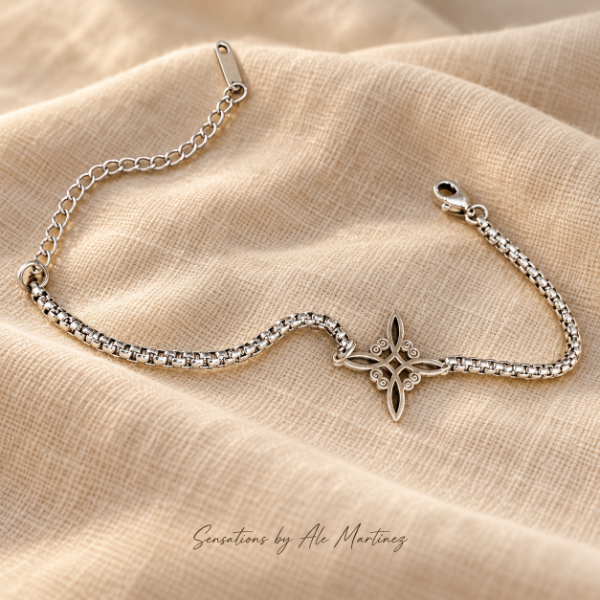 Producto - Pulsera de acero quirúrgico con dije Nudo de Bruja